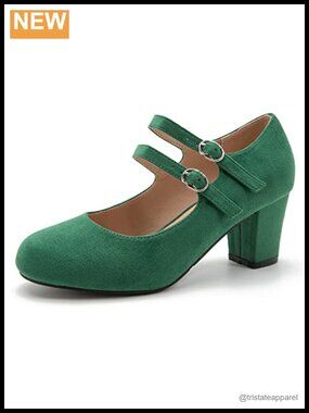 Women's Mary Jane Pumps Double Strap Block Heel Dress Wedding Party Shoes